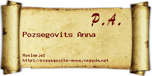 Pozsegovits Anna névjegykártya